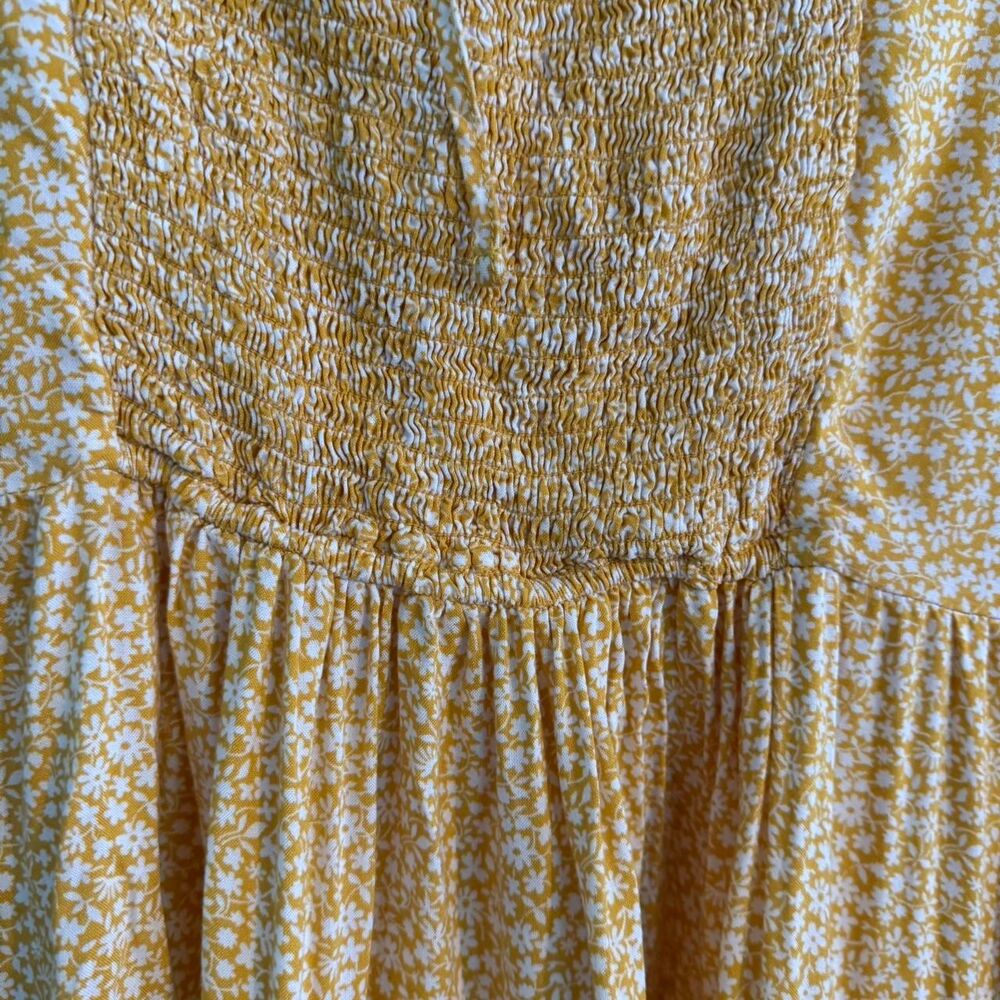 Hollister Marigold Yellow Floral Mini Dress Size M Cottagecore Lace Up - Picture 5 of 5